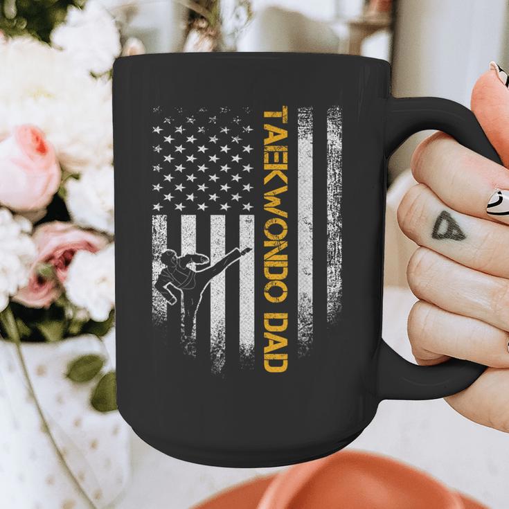 Vintage USA Flag Korea Taekwondo Training Dad Silhouette Graphic Print Coffee Mug