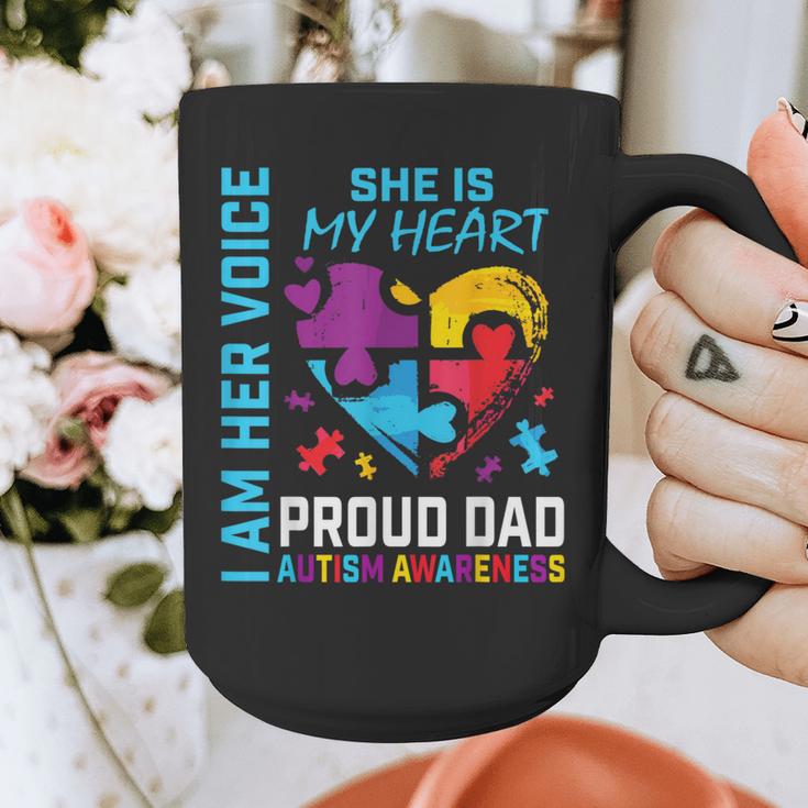I Am Her Voice She Is My Heart Autism Awareness Daughter Dad Graphic Print Coffee Mug