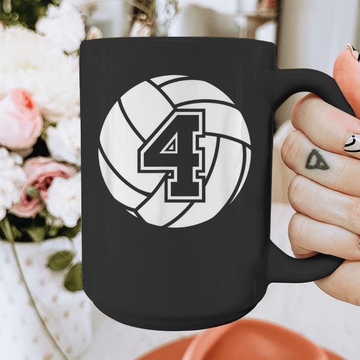 Volleyball Player 4 Volleyball Mom Dad Jersey Number 4 Graphic Print Coffee Mug