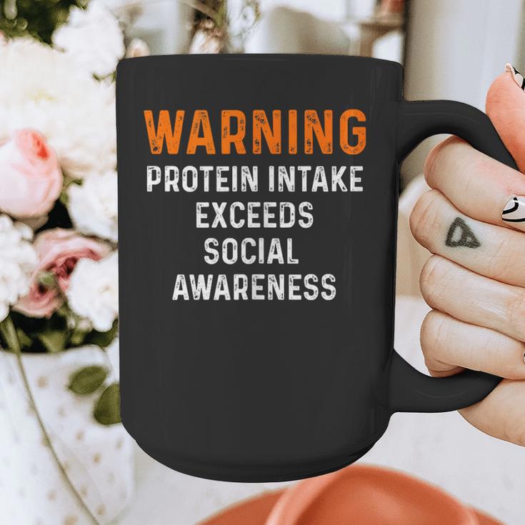 Warning Protein Intake Exceeds Social Awareness Introvert Graphic Print Coffee Mug Warning Protein Intake Exceeds Social Awareness Introvert Graphic Print Coffee Mug