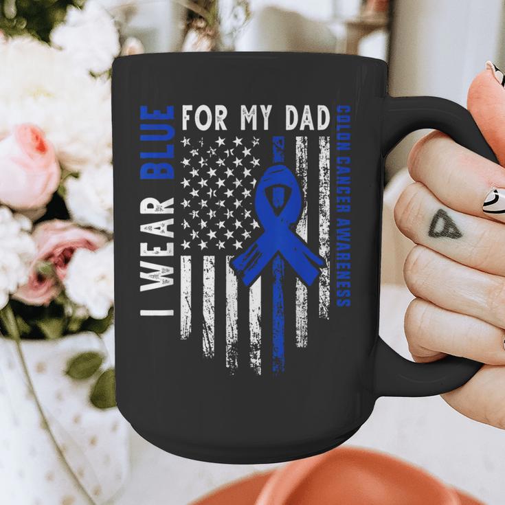 I Wear Blue For My Dad Colon Cancer Awareness Blue USA Flag Graphic Print Coffee Mug