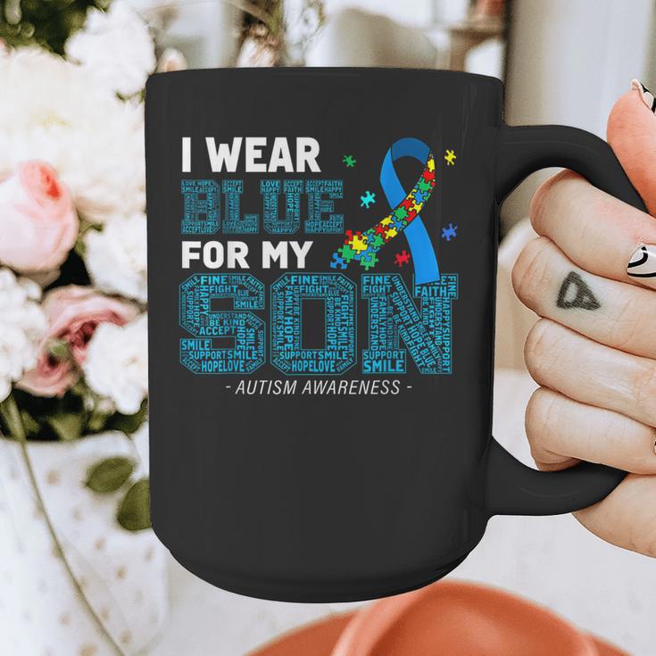 I Wear Blue For My Son Autism Awareness Mom Dad Parents Graphic Print Coffee Mug