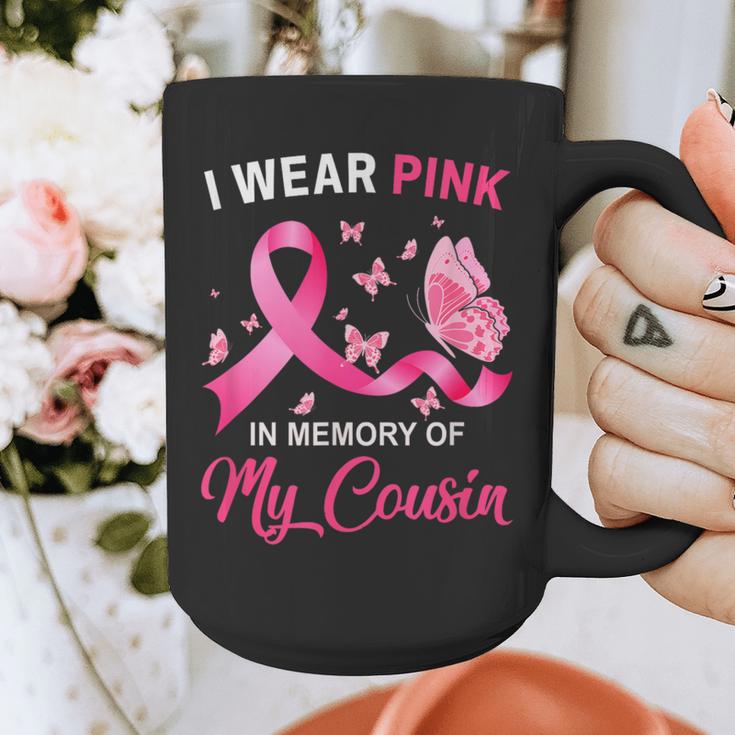 I Wear Pink In Memory Of My Cousin Breast Cancer Awareness Graphic Print Coffee Mug