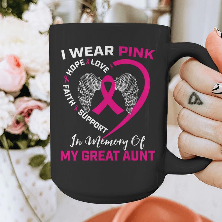 I Wear Pink In Memory Of My Great Aunt Breast Cancer Graphic Graphic Print Coffee Mug