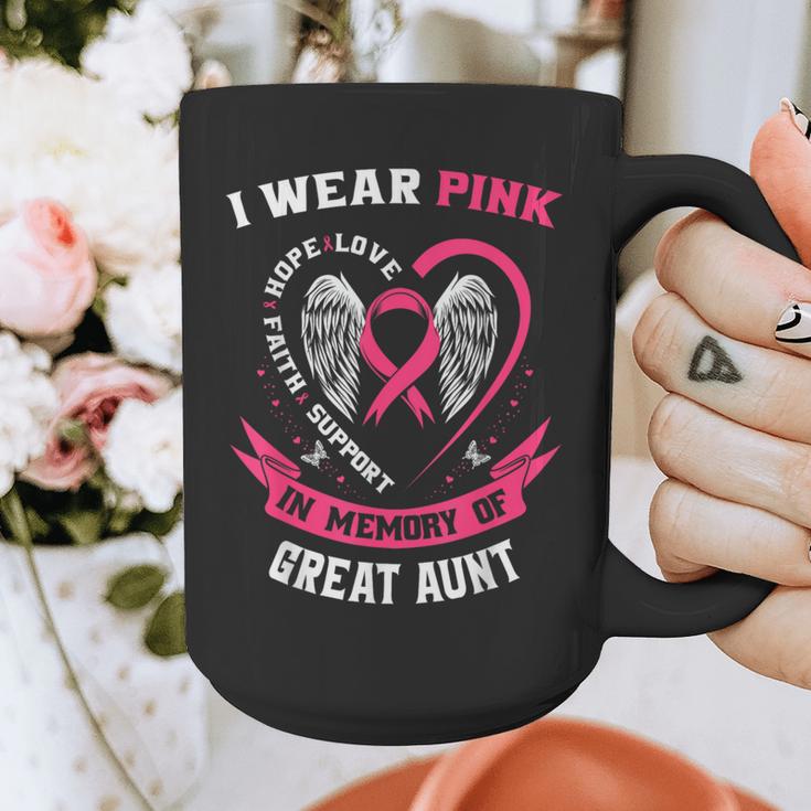 I Wear Pink In Memory Of Great Aunt Breast Cancer Shirts Tee Graphic Print Coffee Mug