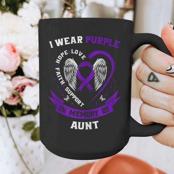 I Wear Purple In Memory Of Aunt Pancreatic Cancer Awareness Graphic Print Coffee Mug I Wear Purple In Memory Of Aunt Pancreatic Cancer Awareness Graphic Print Coffee Mug