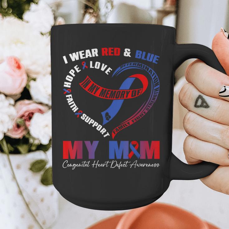 I Wear Red & Blue In My Memory Of My Mom CHD Awareness Month Graphic Print Coffee Mug