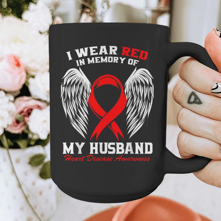 I Wear Red In Memory Of My Husband Heart Disease Awareness Graphic Print Coffee Mug