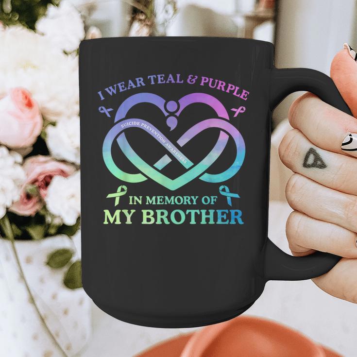 I Wear Teal & Purple Memory Of My Brother Suicide Prevention Graphic Print Coffee Mug