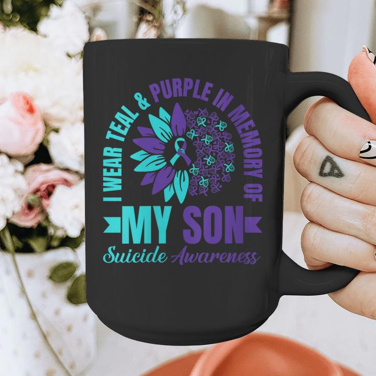 I Wear Teal Purple In Memory Of My Son Suicide Awareness Graphic Print Coffee Mug