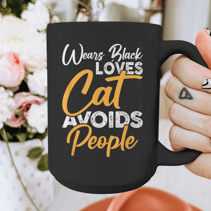 Wears Loves Cats Avoids People I Introvert Graphic Print Coffee Mug Wears Loves Cats Avoids People I Introvert Graphic Print Coffee Mug