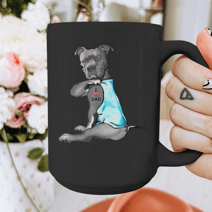 Women Dog Pitbull I Love Dad Tattoo Graphic Print Coffee Mug Women Dog Pitbull I Love Dad Tattoo Graphic Print Coffee Mug