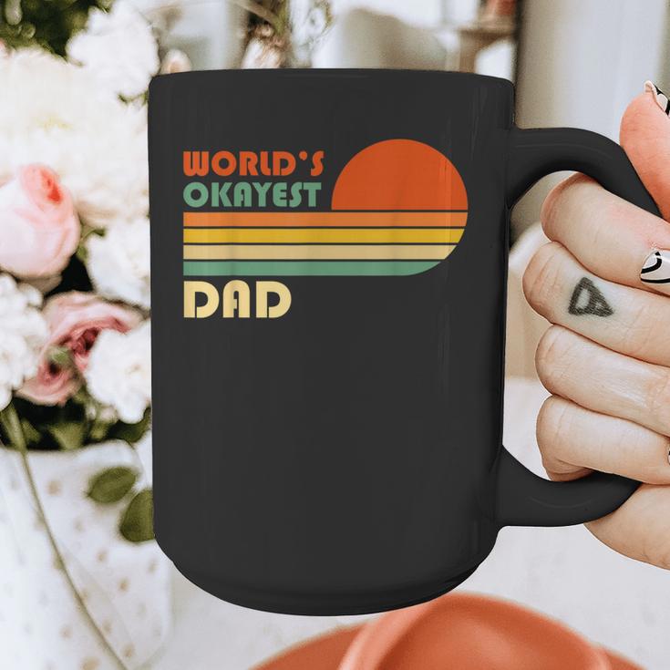 World's Okayest Dad Father Retro Vintage Graphic Print Coffee Mug