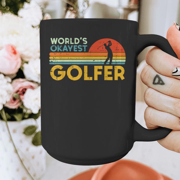 Worlds Okayest Golfer Retro Golf Joke Dad Men Women Kids Graphic Print Coffee Mug