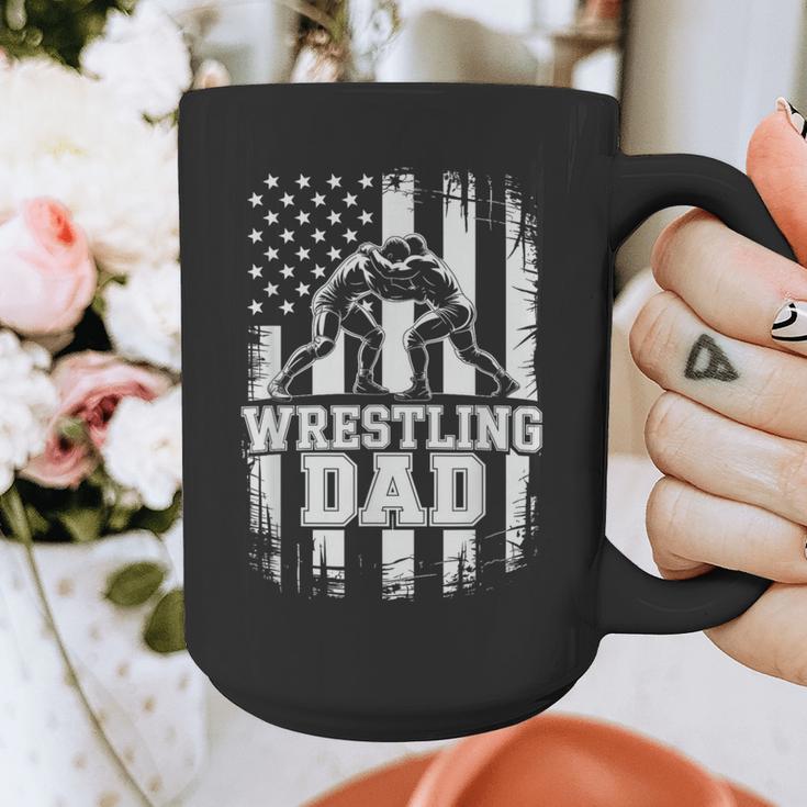 Wrestling Dad US Flag Fathers Day Wrestling Fans Graphic Print Coffee Mug