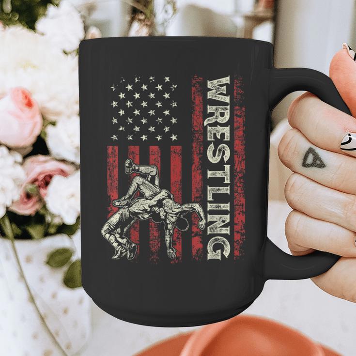 Wrestling US Flag Dad Wrestler Patriotic 4th Of July Graphic Print Coffee Mug Wrestling US Flag Dad Wrestler Patriotic 4th Of July Graphic Print Coffee Mug