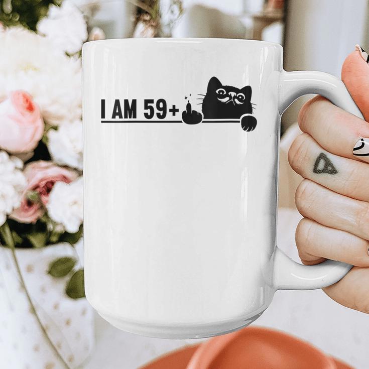 I Am 59 Plus 1 Middle Finger For A 60th Birthday Cat Mom Dad Graphic Print Coffee Mug