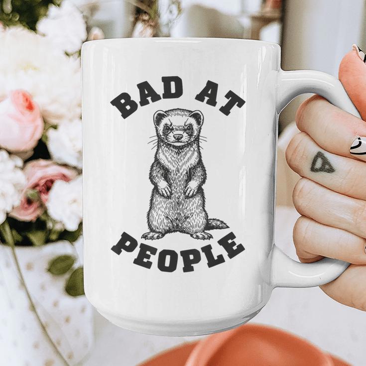 Bad At People Ferret Introvert Saying Slogan Graphic Print Coffee Mug