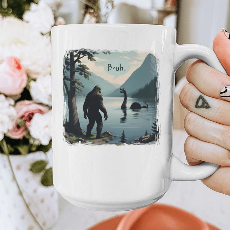 Bigfoot Sasquatch & Loch Ness Monster Introvert Bruh Graphic Print Coffee Mug