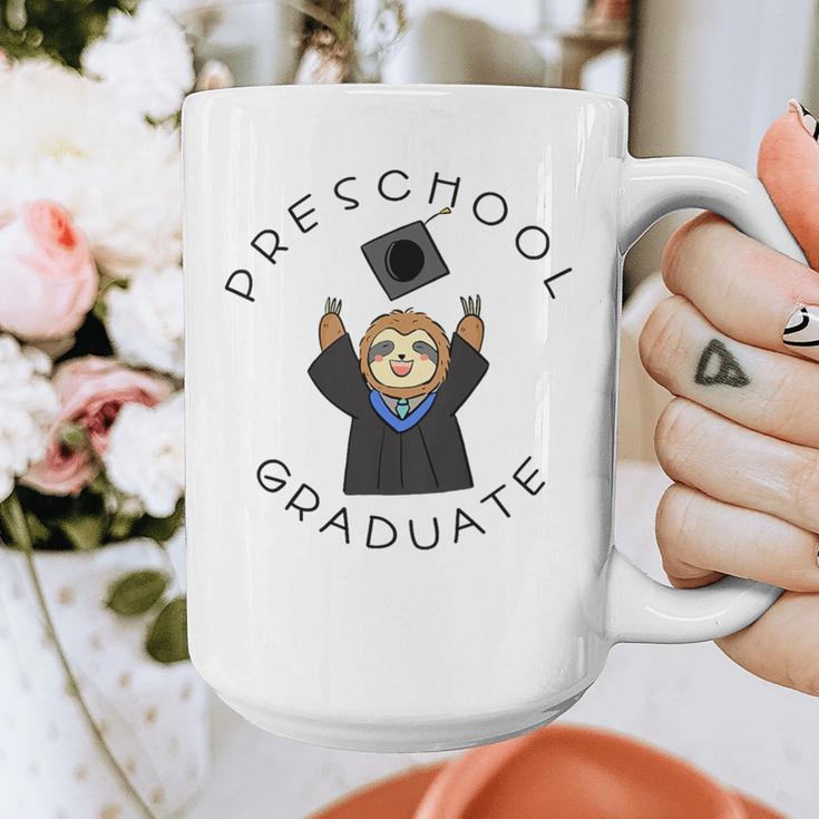 Boys Girls Preschool Graduate Sloth Graduation Cap Graphic Print Coffee Mug