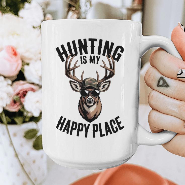 Camo Deer Hunting Is My Happy Place Dad Hunter Graphic Print Coffee Mug