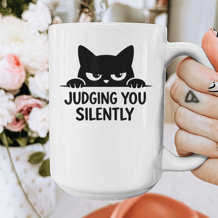 Cat For Cat Lover Mom Dad Cat Judging You Silently Graphic Print Coffee Mug
