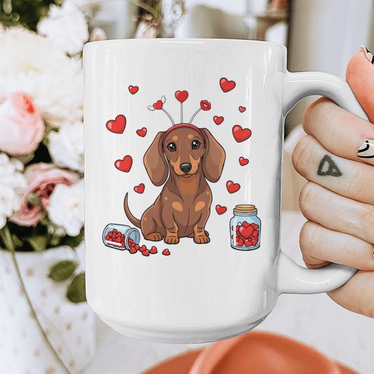 Cute Dachshund Valentine's Day Heart Love Dog Mom Dog Dad Graphic Print Coffee Mug