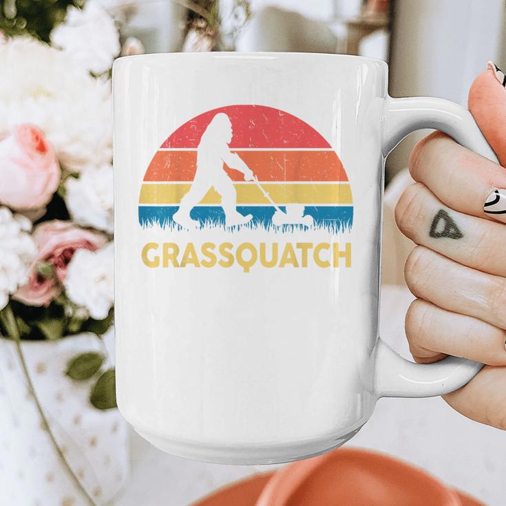 Dad Lawn Mowing Grassquatch Bigfoot Mower Garden Graphic Print Coffee Mug
