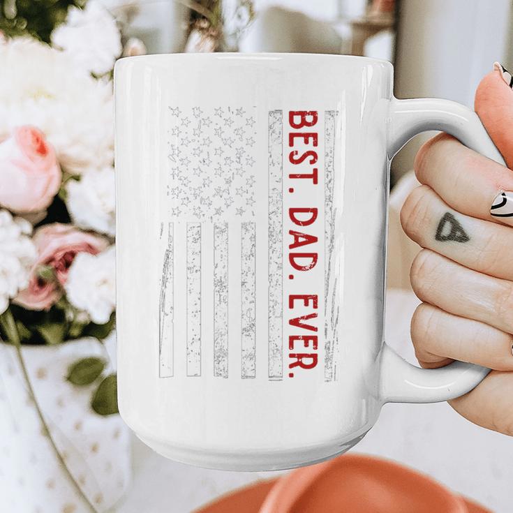Distressed US American Flag Father Shirt Best Dad Ever Graphic Print Coffee Mug