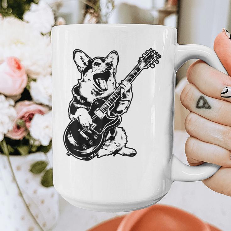 Dog Guitarist Guitar Pembroke Welsh Corgi Dad Mom Graphic Print Coffee Mug