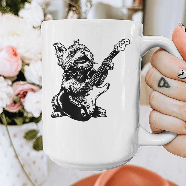 Dog Guitarist Guitar Yorkie Dad Mom For Men Women Graphic Print Coffee Mug