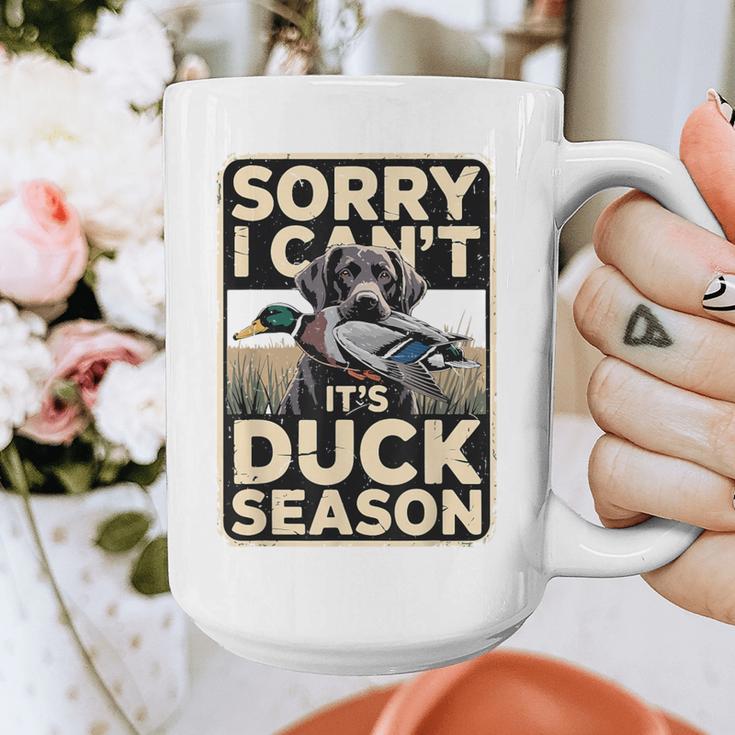 Duck Hunting Dog Sorry I Cant Its Duck Season Dad Joke Graphic Print Coffee Mug Duck Hunting Dog Sorry I Cant Its Duck Season Dad Joke Graphic Print Coffee Mug