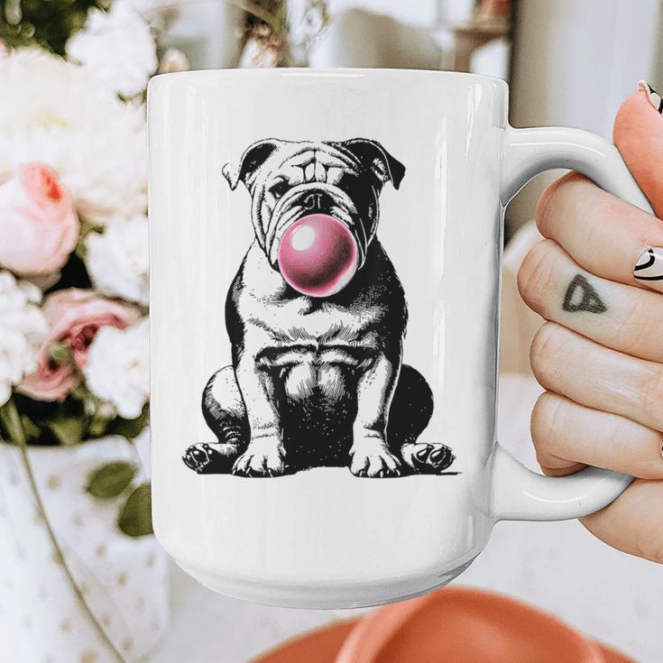 English Bulldog Bubble Gum Vintage Dog Mom Pet Dad Graphic Print Coffee Mug