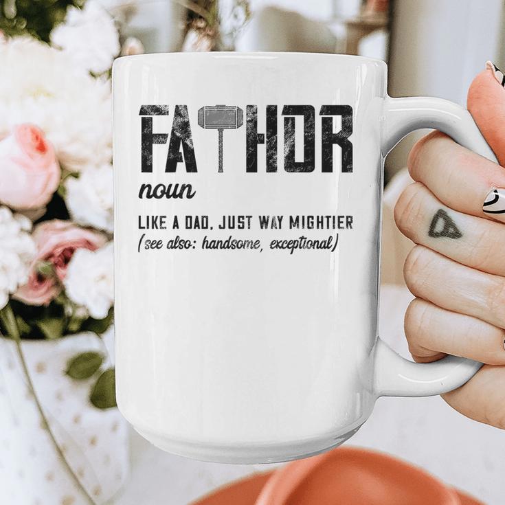 Fathor Like Dad Just Way Mightier Father's Day FA-Thor Graphic Print Coffee Mug
