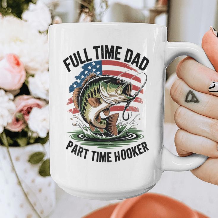 Fishing 4th July Full Time Dad Part Time Hooker On-Back Graphic Print Coffee Mug