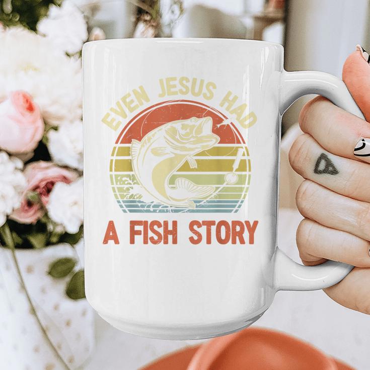 Fishing Even Jesus Had Fish Story Bass Dad Christian Graphic Print Coffee Mug