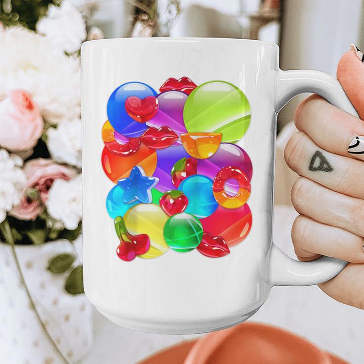 Frutiger Aero Aesthetic Tech Orb Pattern Heart Cherry Lips Raglan Baseball Tee Graphic Print Coffee Mug