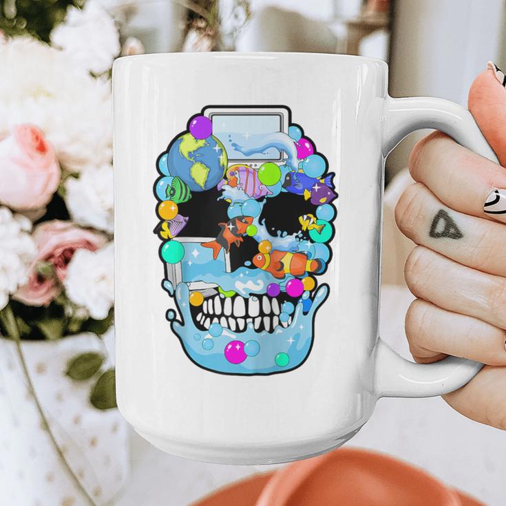 Frutiger Aero Aesthetic Tech Skull Computer Fishes Raglan Baseball Tee Graphic Print Coffee Mug