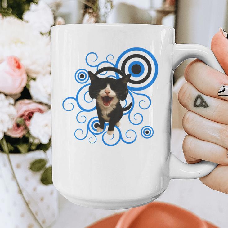 Frutiger Aero Cat Meme Headphone Kitty Cat Lover Graphic Print Coffee Mug