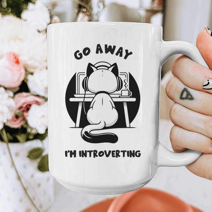 Go Away I'm Introverting Cat With Coffee Graphic Print Coffee Mug Go Away I'm Introverting Cat With Coffee Graphic Print Coffee Mug