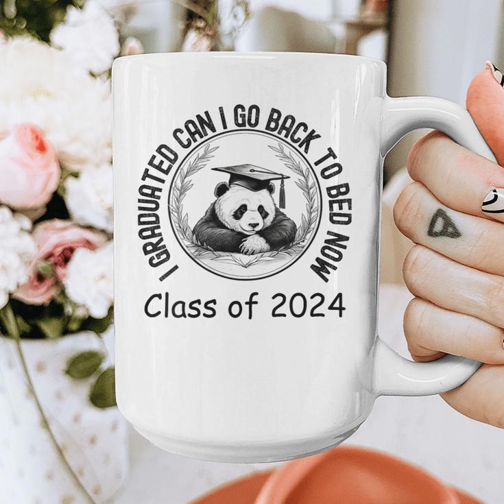 I Graduated Can I Go Back To Bed Now 2024 Graduation Panda Graphic Print Coffee Mug