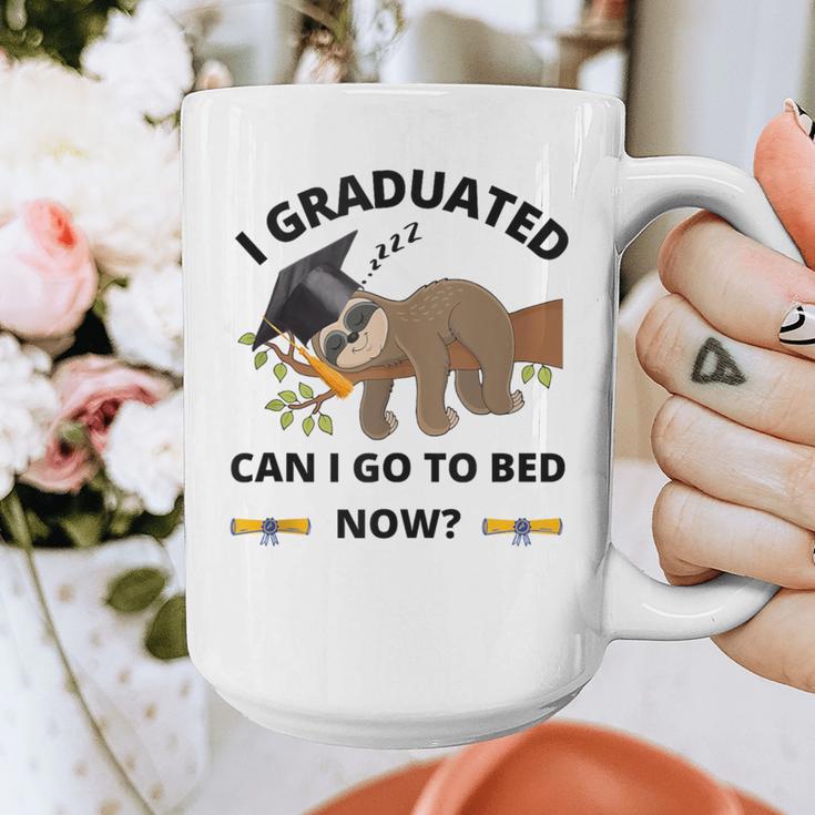 I Graduated Can I Go Back To Bed Sloth Graduation Cap Graphic Print Coffee Mug