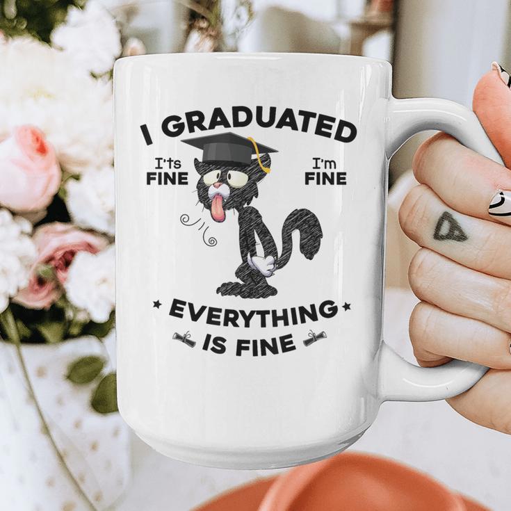 I Graduated Graduate Class 2025 Cat Graduation Graphic Print Coffee Mug