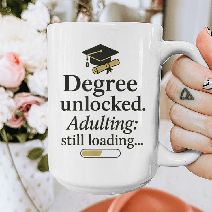 Graduation 2025 Degree Unlocked Adulting Still Loading Graphic Print Coffee Mug