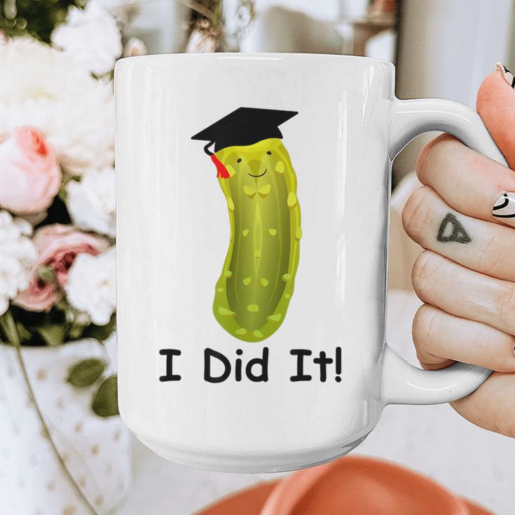 Graduation Cap Wearing Big Dill Pickle I Did It Graduate Fun Graphic Print Coffee Mug