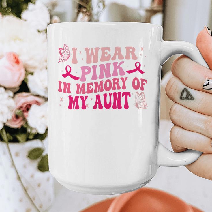 Groovy I Wear Pink In Memory Of My Aunt Breast Cancer Back Graphic Print Coffee Mug Groovy I Wear Pink In Memory Of My Aunt Breast Cancer Back Graphic Print Coffee Mug