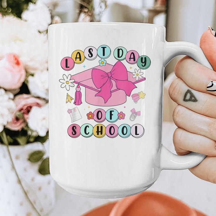 Happy Last Day Of School Coquette Bow Graduation Girls Kids Graphic Print Coffee Mug