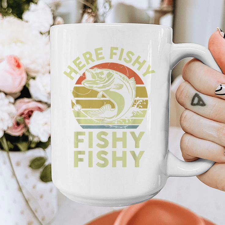 Here-Fishy Fishing Boy Large Mouth Bass Dad Graphic Print Coffee Mug