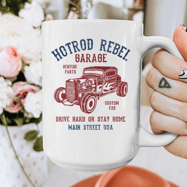 Hotrod Rebel Automotive Nostalgia Old Car Distressed Premium Tri-Blend Graphic Print Coffee Mug