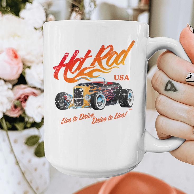 Hotrod Vintage Style Car Nostalgia Hotrod Distressed Premium Tri-Blend Graphic Print Coffee Mug